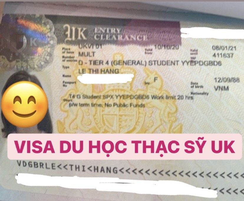 Visa du học thạc sỹ tại Anh của khách hàng